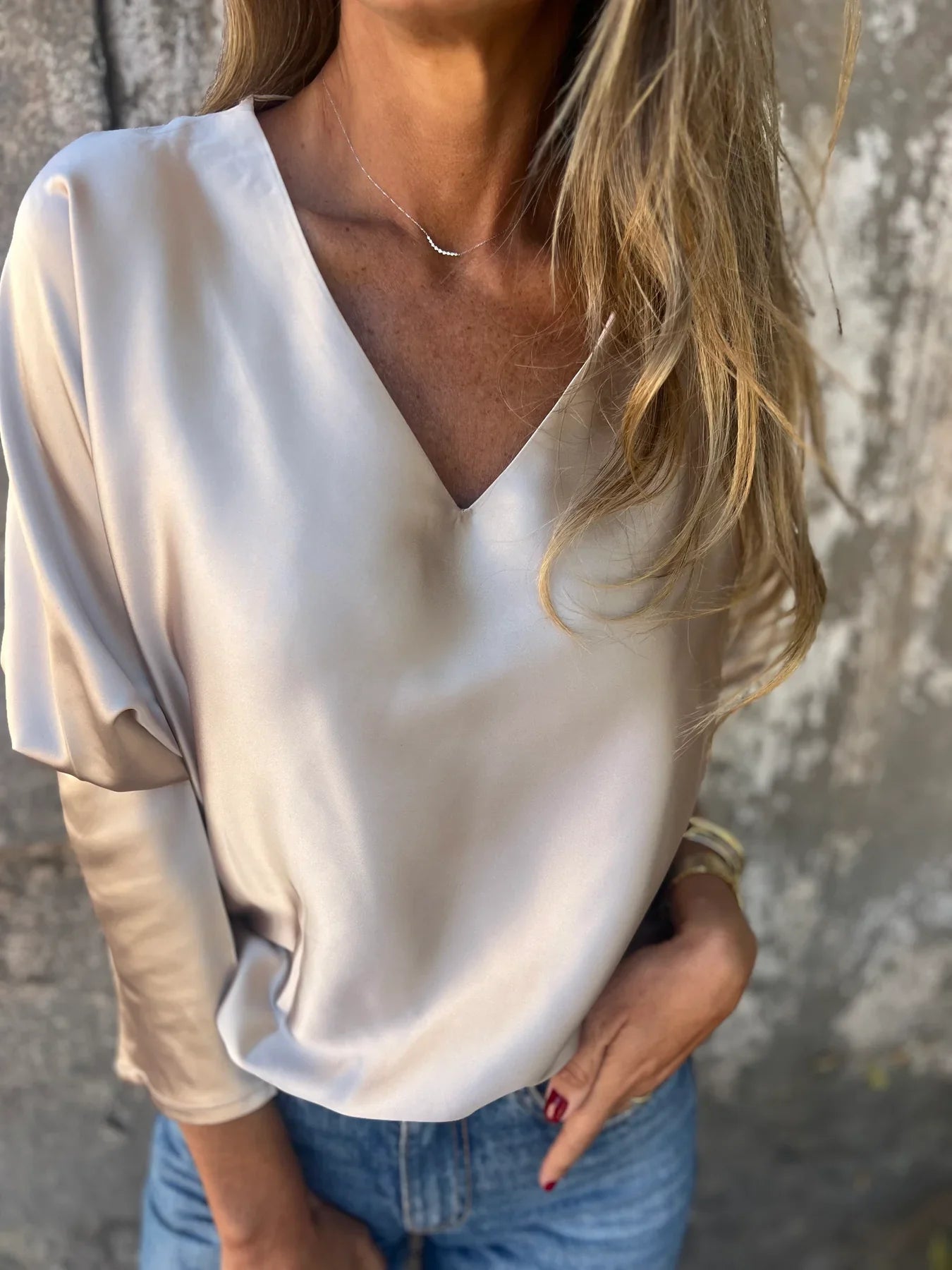 Gerda | Satinbluse mit flexiblem Bund