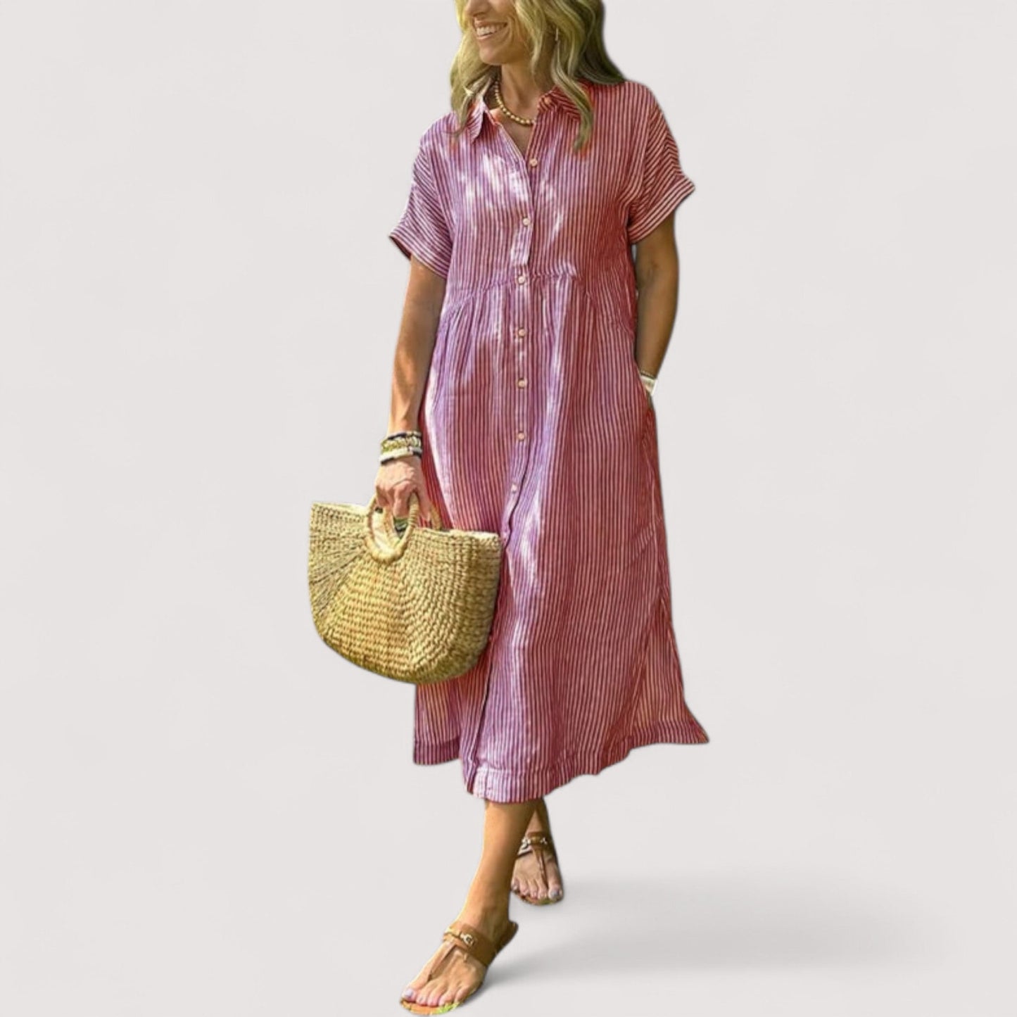 Rea™ | Gestreiftes Hemdblusenkleid für Damen