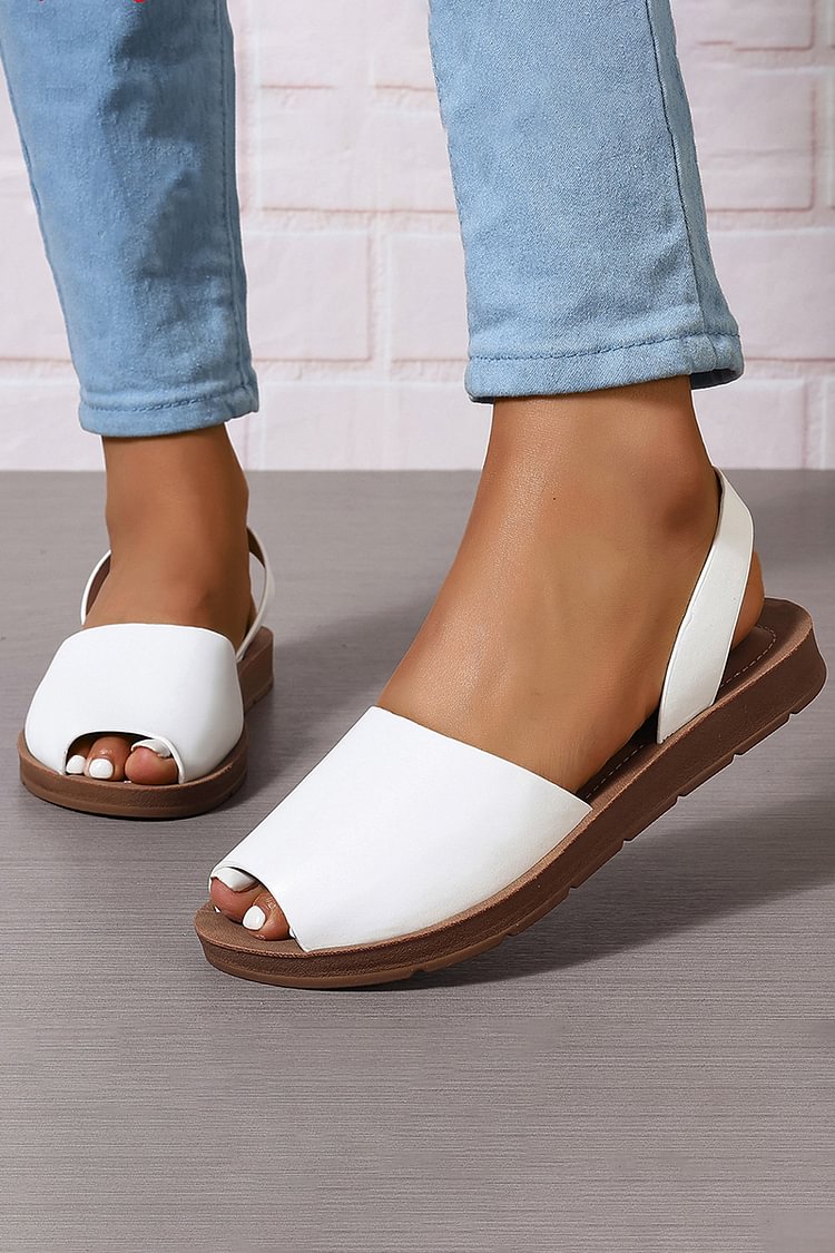 Leichte Einfarbige Peeptoe Slingback Sandalen für die Freizeit