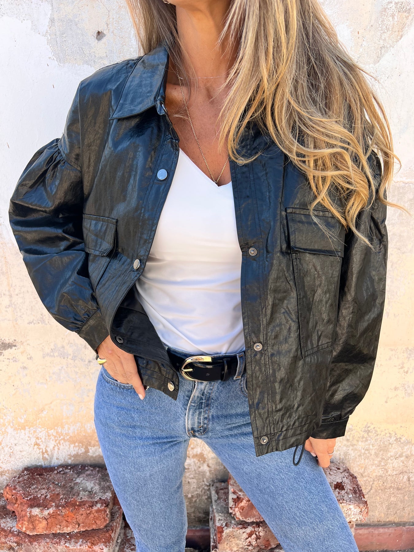 Paula | Eco-Lederjacke mit strukturiertem Design