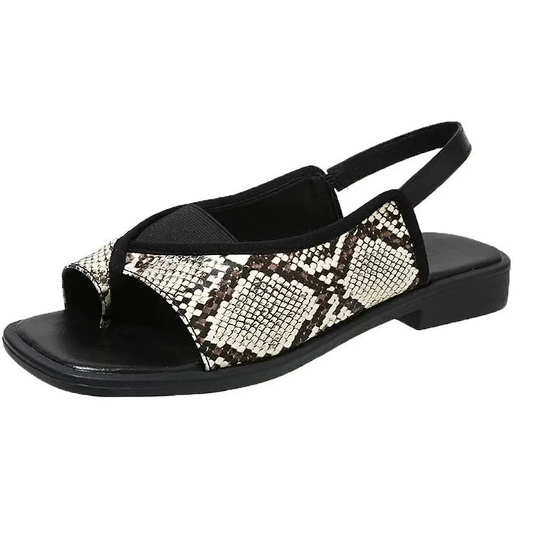 Leopardenmuster Slingback-Patchwork-Sandalen mit quadratischer Zehenpartie