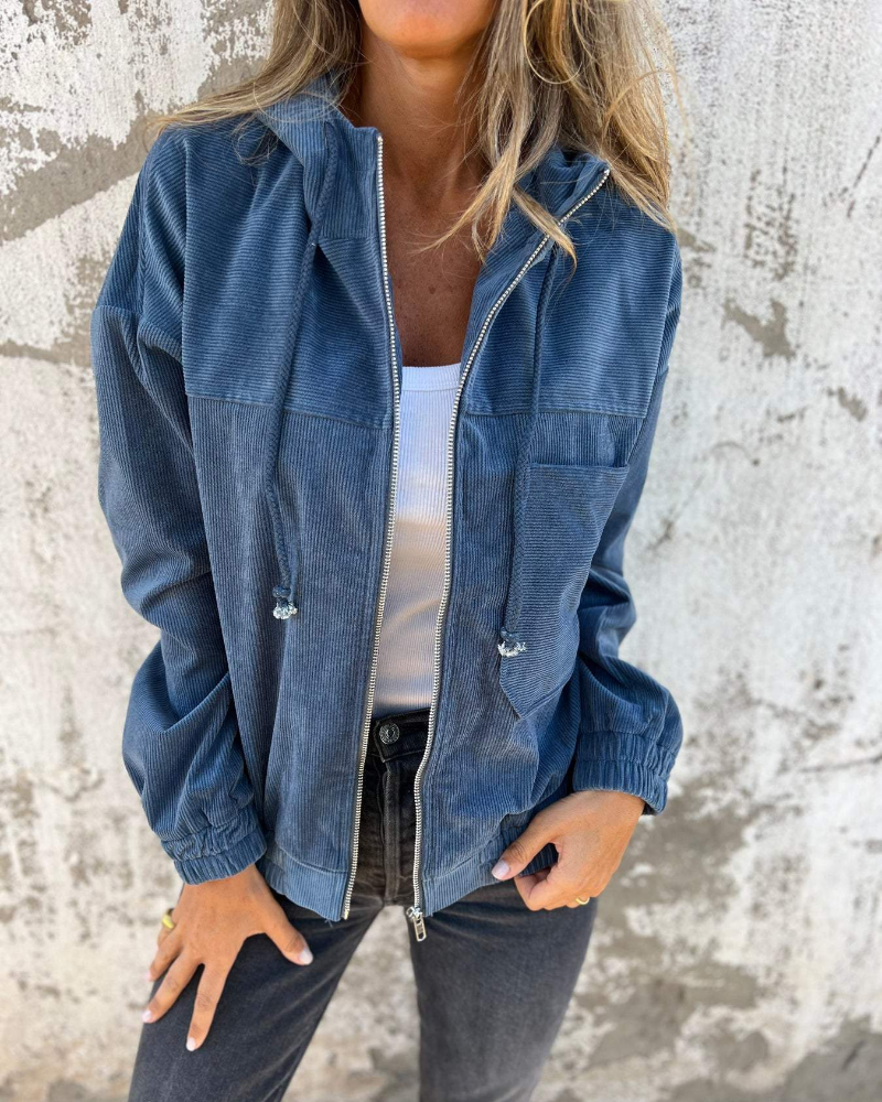 Marion | Kapuzen-Cordjacke im Retro-Stil