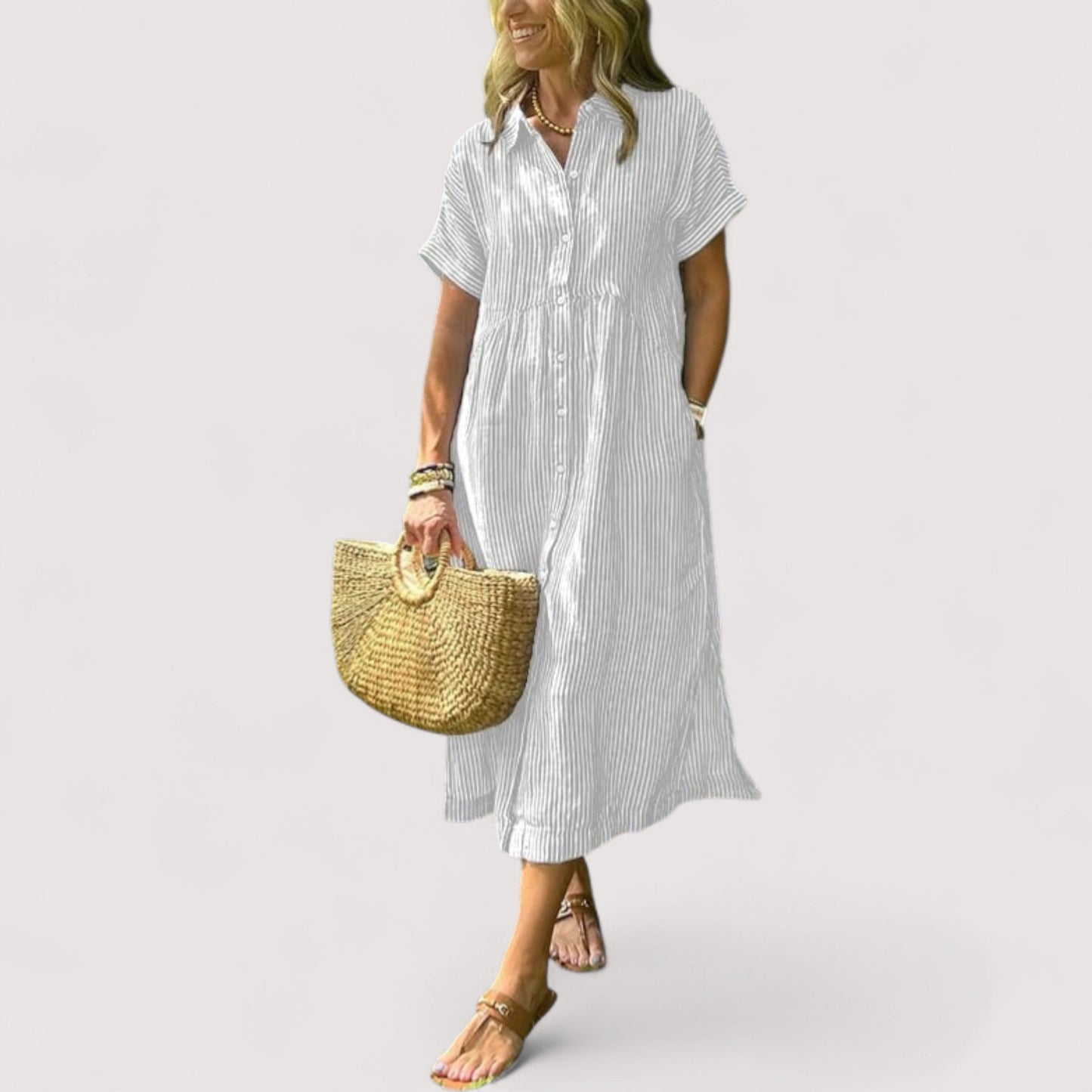 Rea™ | Gestreiftes Hemdblusenkleid für Damen