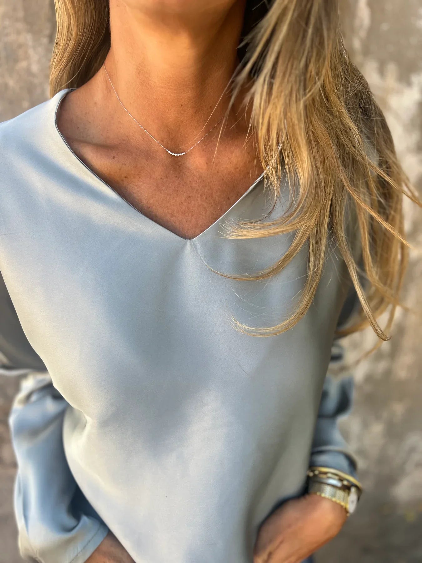 Gerda | Satinbluse mit flexiblem Bund
