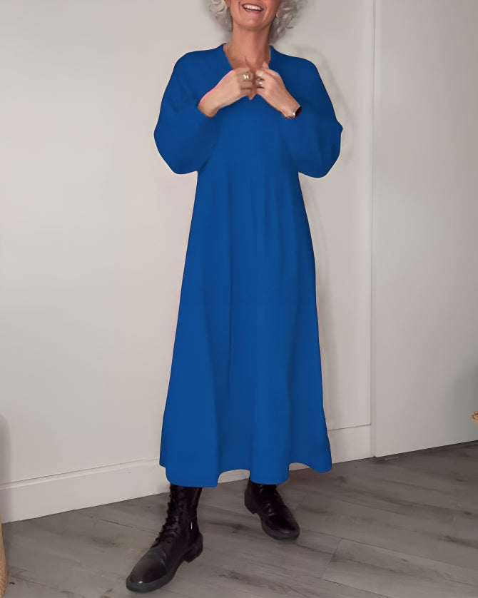 Amanda | Langes, figurbetontes Kleid mit V-Ausschnitt