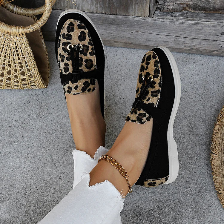 Leopardenmuster Retro-Slipper mit Knoten-Details