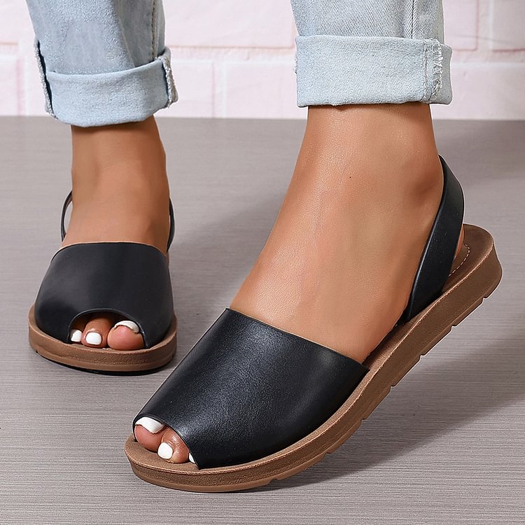 Leichte Einfarbige Peeptoe Slingback Sandalen für die Freizeit