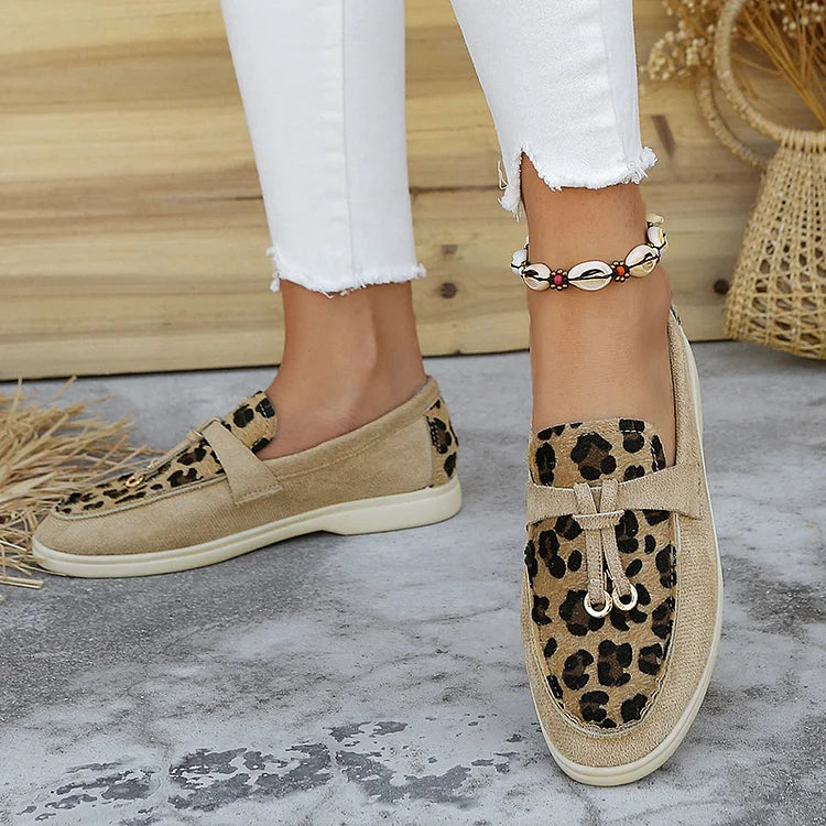 Leopardenmuster Retro-Slipper mit Knoten-Details