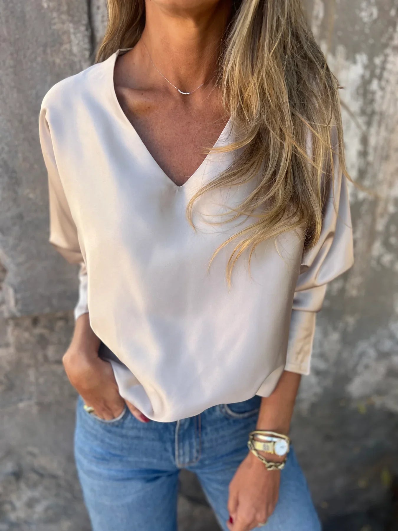 Gerda | Satinbluse mit flexiblem Bund