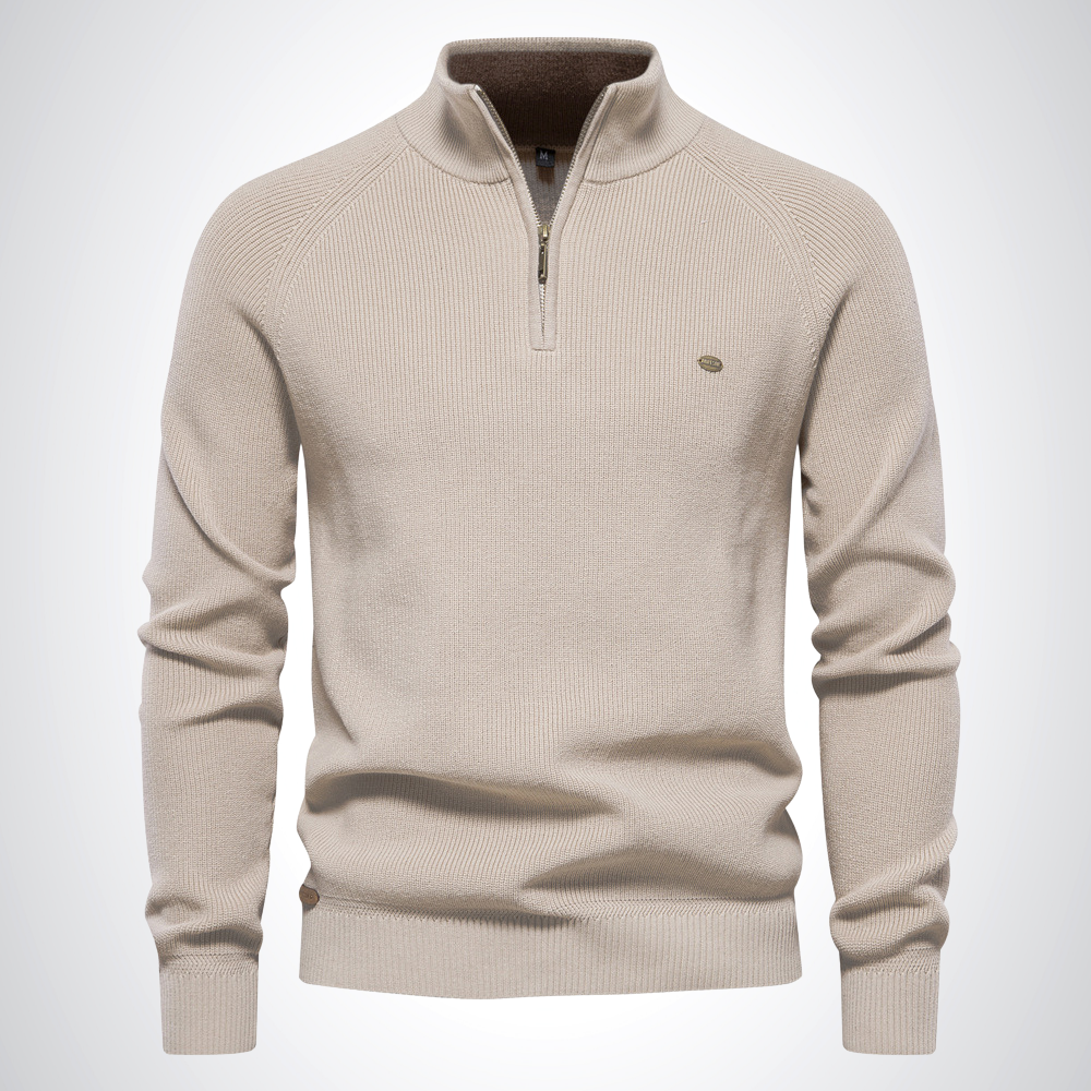 Aiden | Baumwoll-Pullover mit Halbreißverschluss