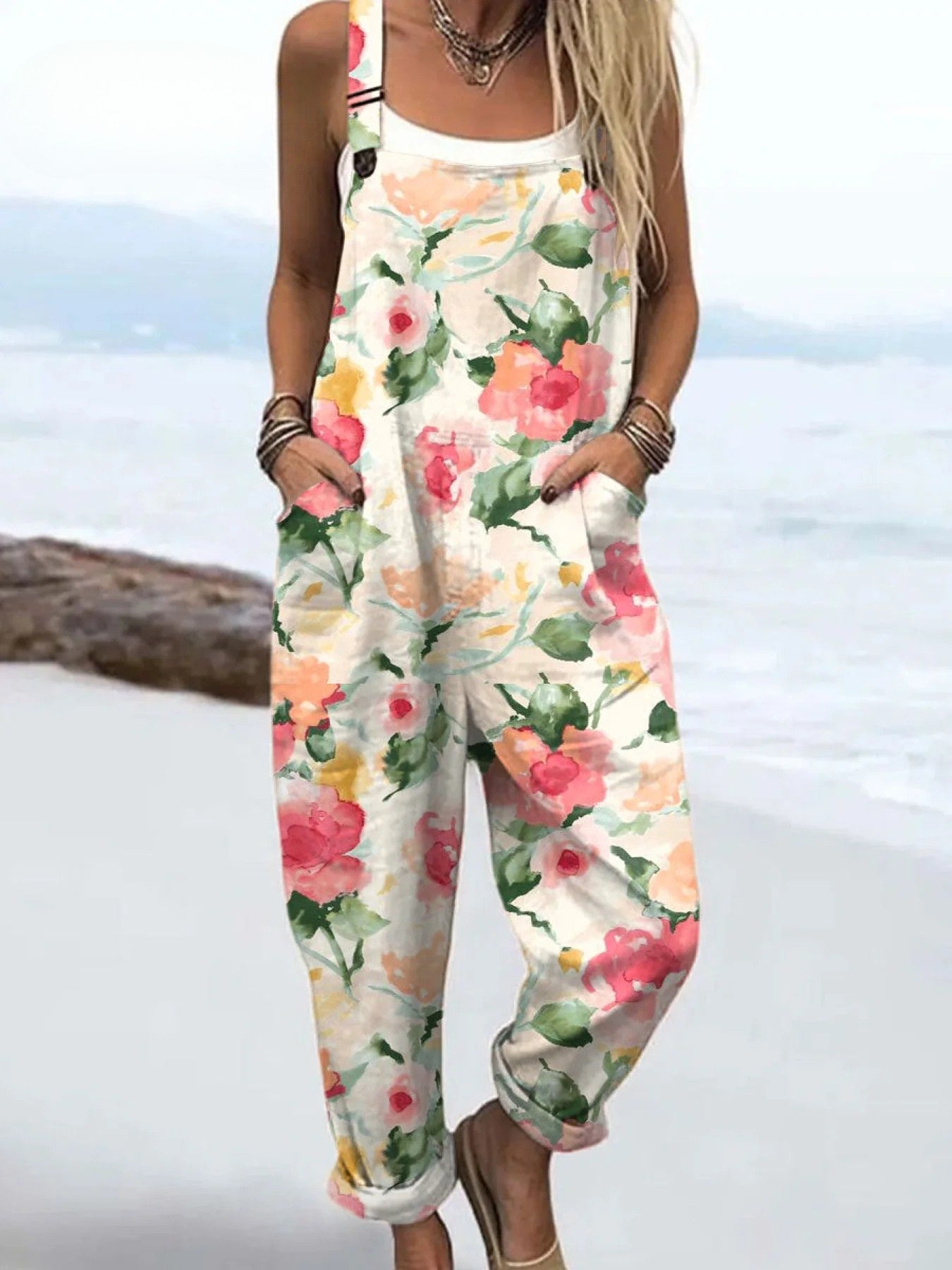 Vintage Floral Damen-Jumpsuit | Stilvoller Sommerkomfort für den ganzen Tag