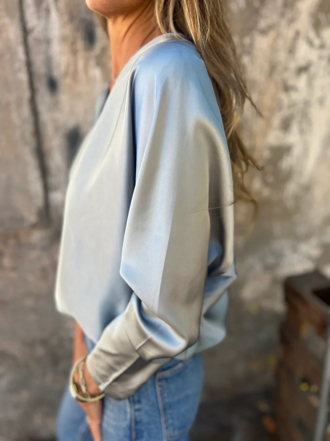 Gerda | Satinbluse mit flexiblem Bund
