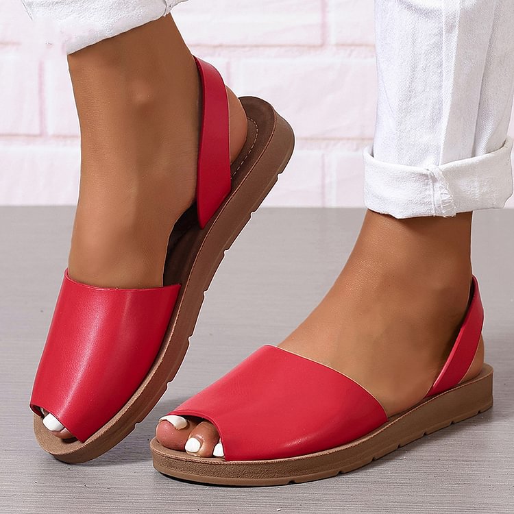 Leichte Einfarbige Peeptoe Slingback Sandalen für die Freizeit