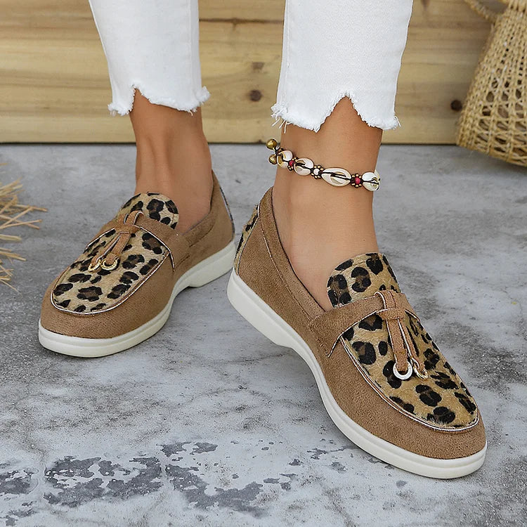 Leopardenmuster Retro-Slipper mit Knoten-Details