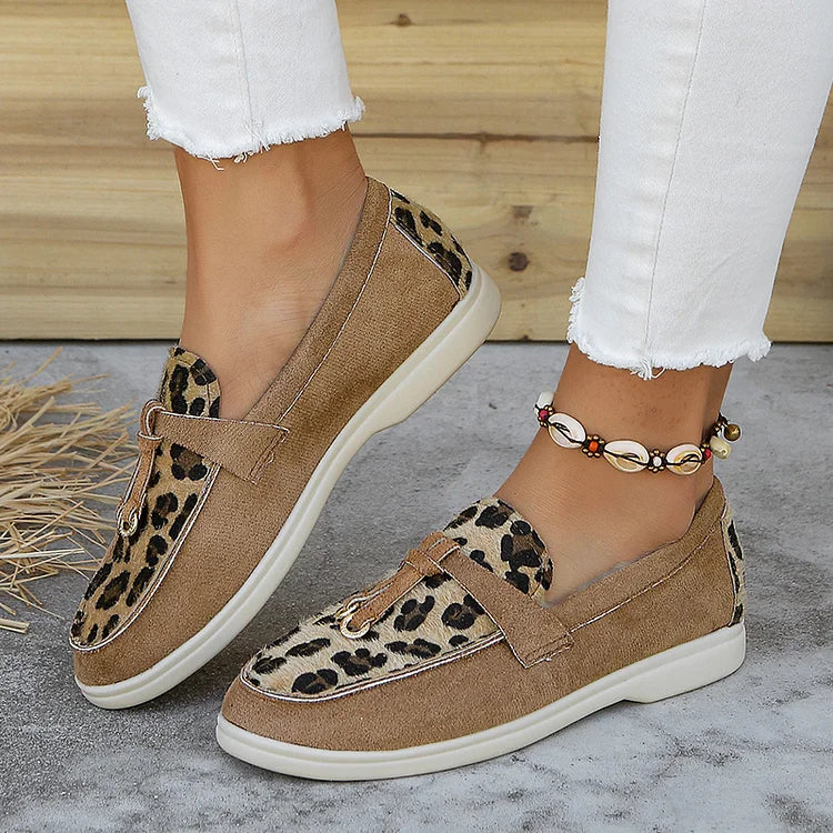 Leopardenmuster Retro-Slipper mit Knoten-Details