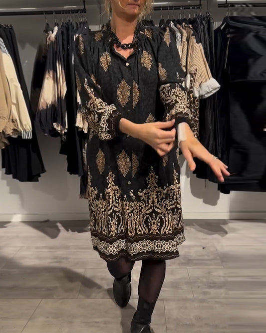 Seraphina | Vintage Kleid mit Revers und Knopfdetails