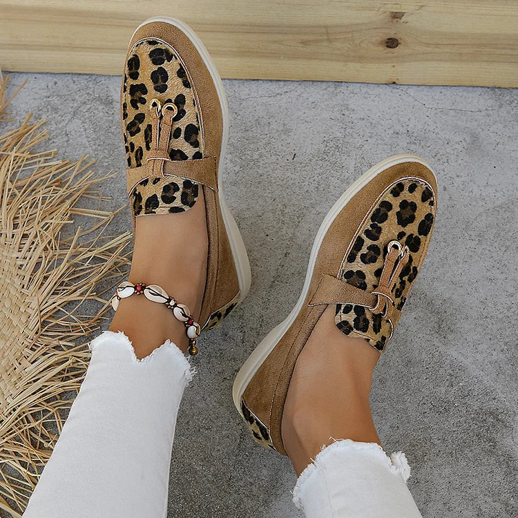 Leopardenmuster Retro-Slipper mit Knoten-Details