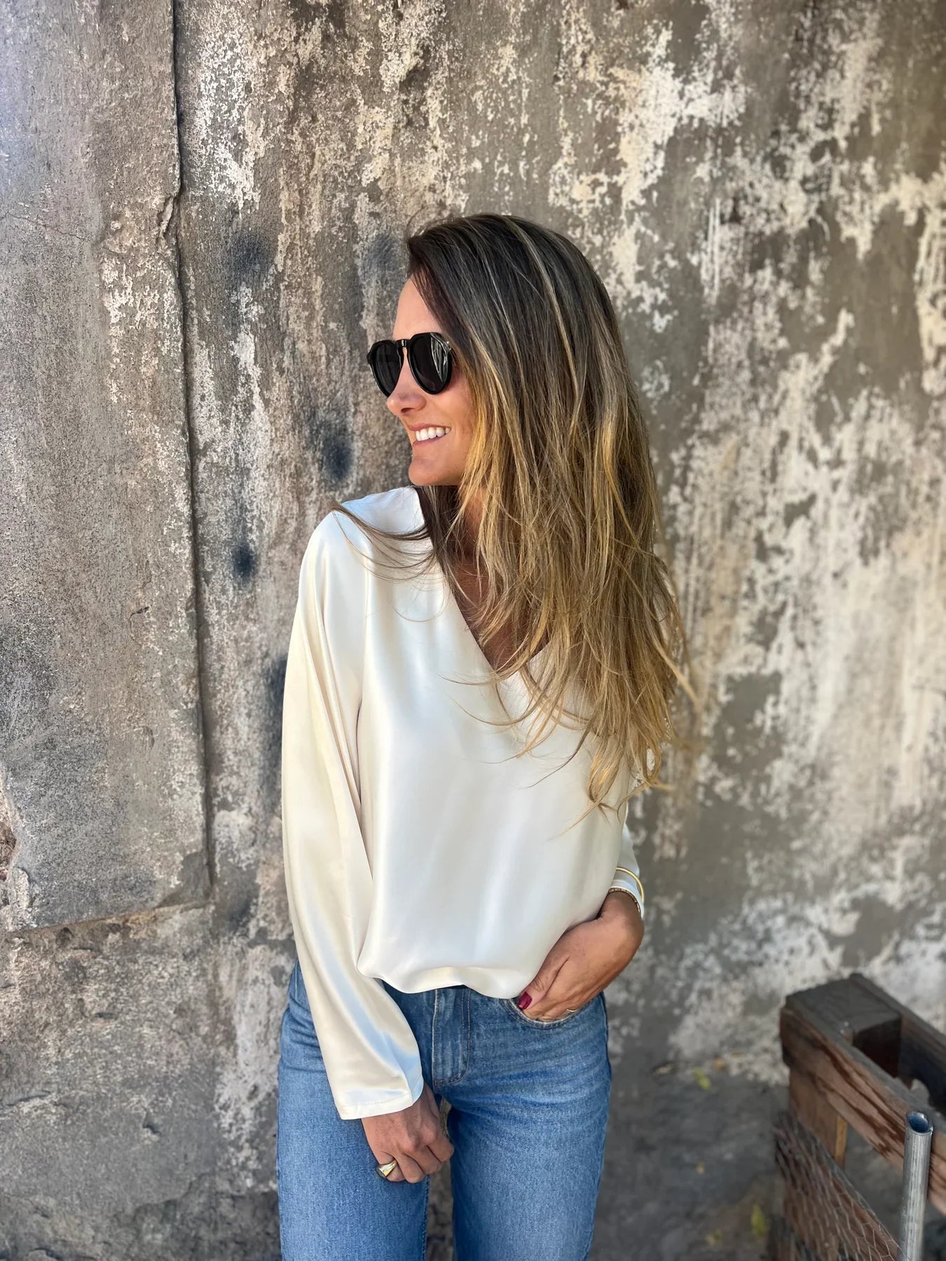 Gerda | Satinbluse mit flexiblem Bund