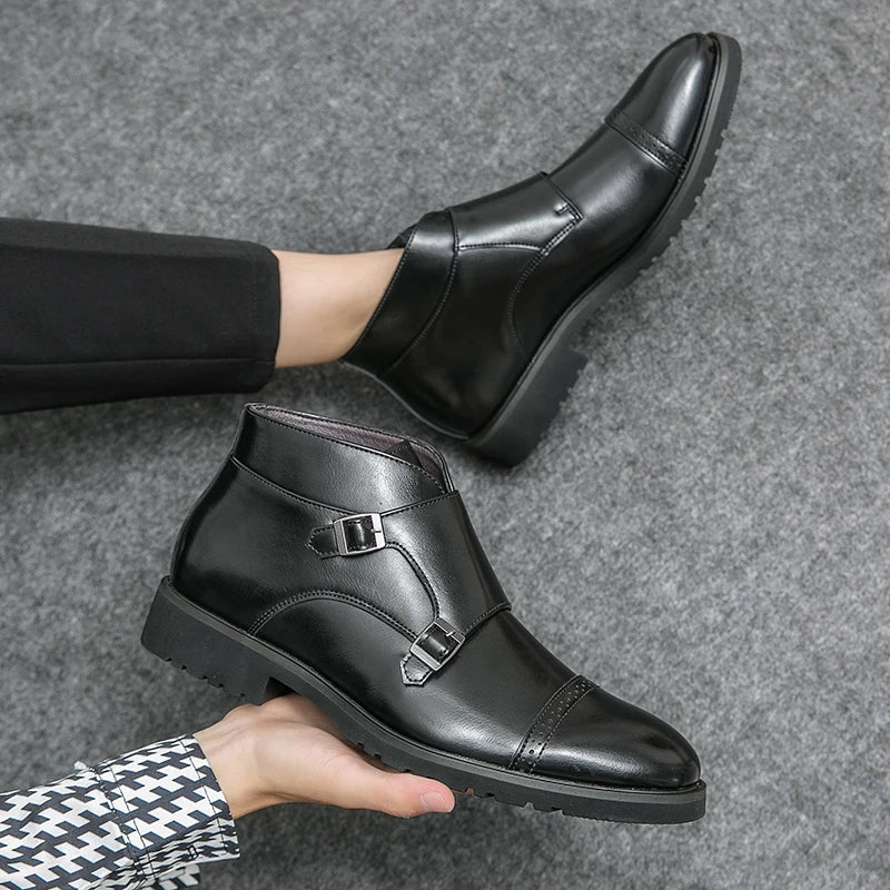 Darell | Elegante Doppelmonk-Stiefel mit Leder-Riemen