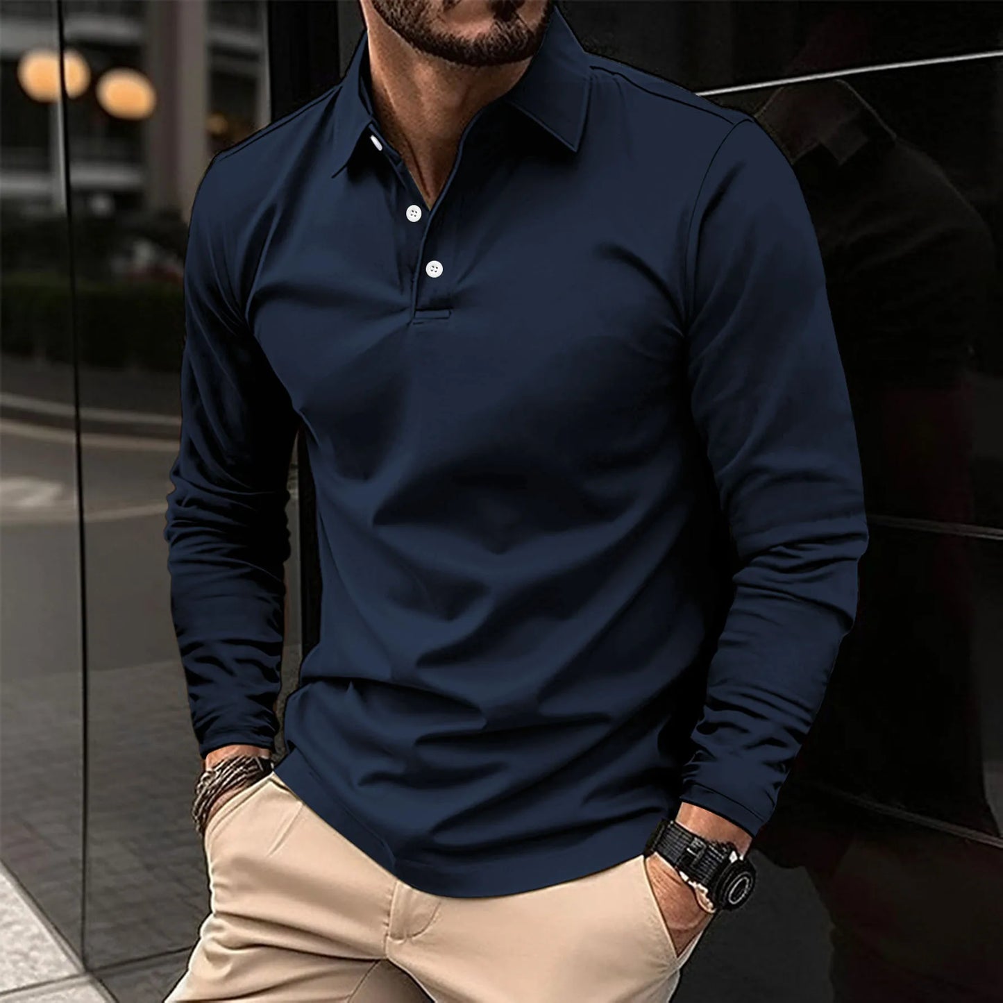Gideon | Klassisches Langarm-Poloshirt für Herren
