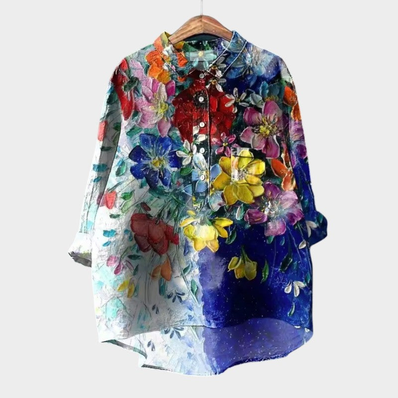 Annelie | Oversized Blouse with Floral Watercolor Print