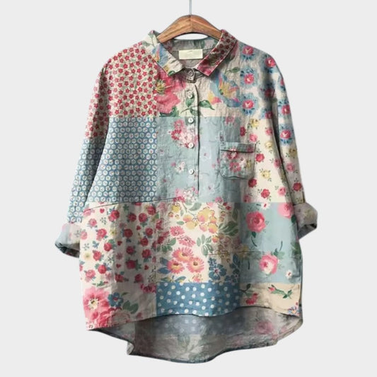 Annelie | Oversized Blouse with Floral Watercolor Print