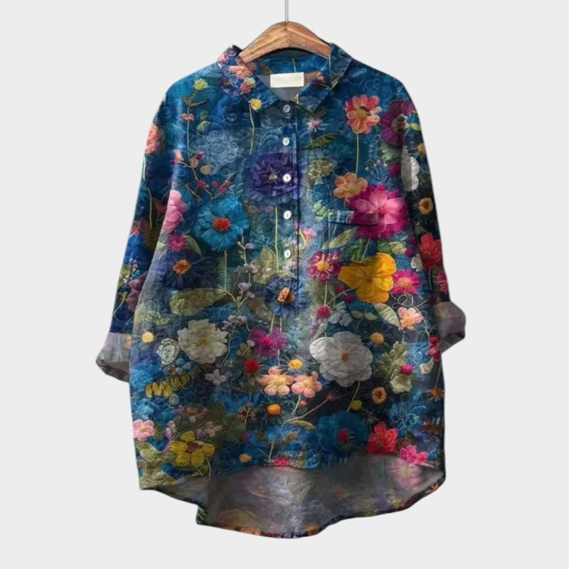 Annelie | Oversized Blouse with Floral Watercolor Print