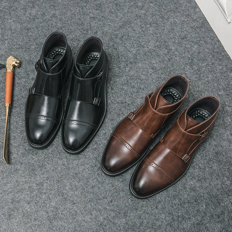 Darell | Elegante Doppelmonk-Stiefel mit Leder-Riemen