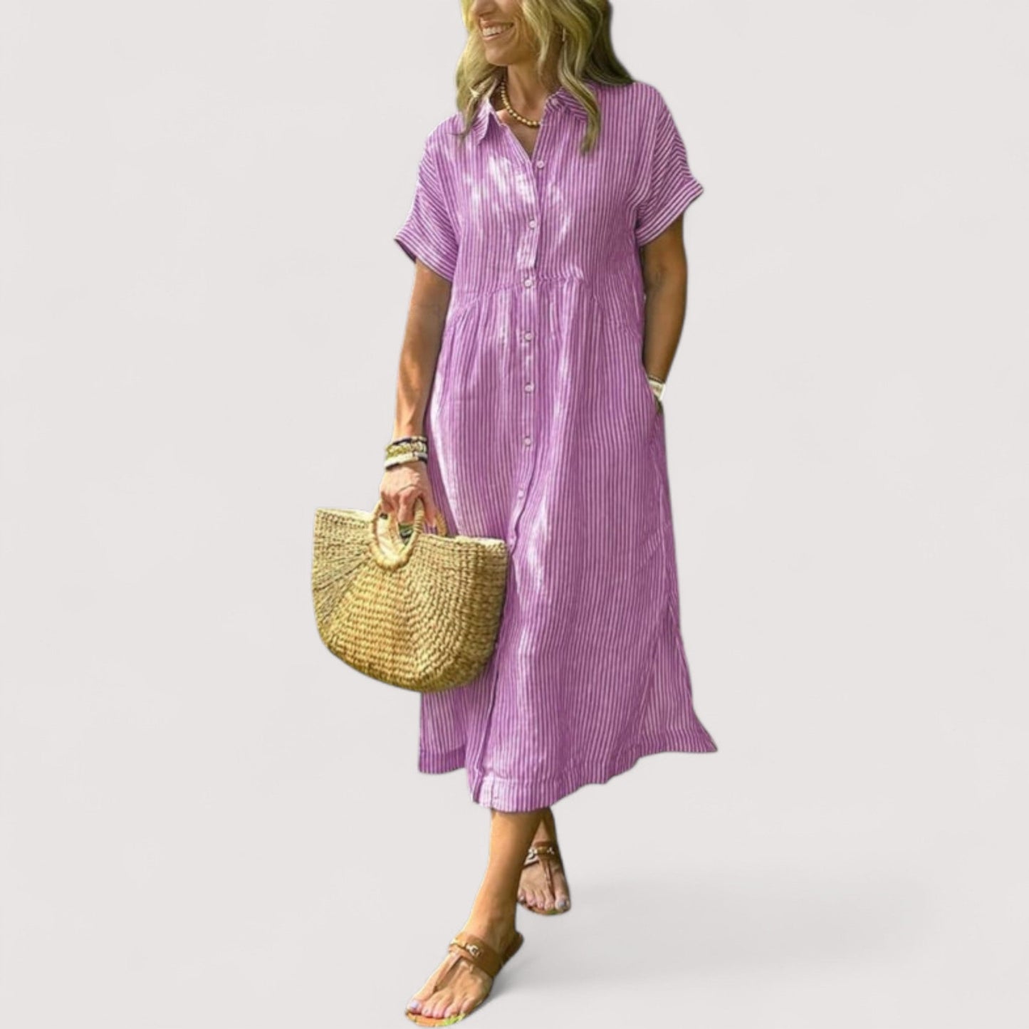 Rea™ | Gestreiftes Hemdblusenkleid für Damen