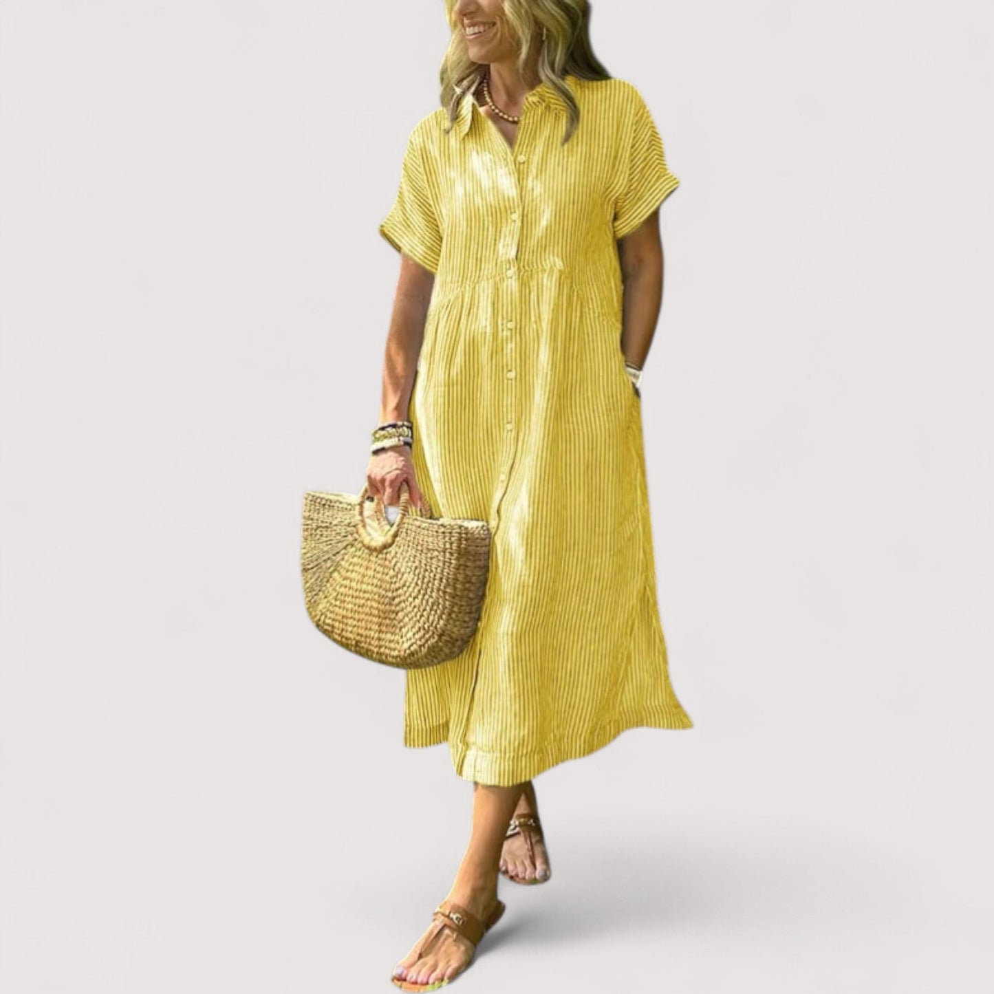 Rea™ | Gestreiftes Hemdblusenkleid für Damen