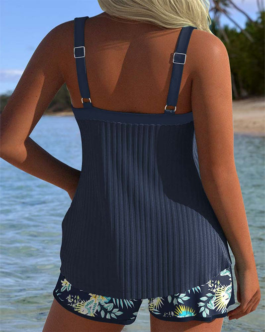 Elfriede | Gestreifter Tankini mit bequemem Strandshorts