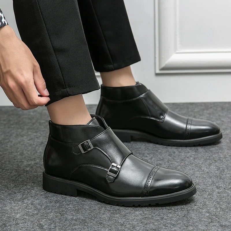 Darell | Elegante Doppelmonk-Stiefel mit Leder-Riemen