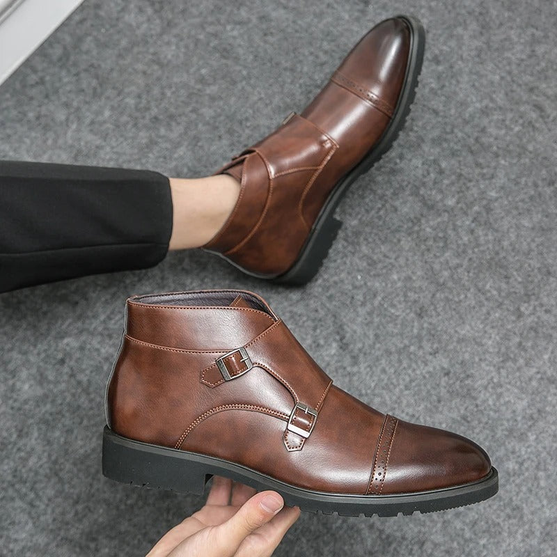 Darell | Elegante Doppelmonk-Stiefel mit Leder-Riemen