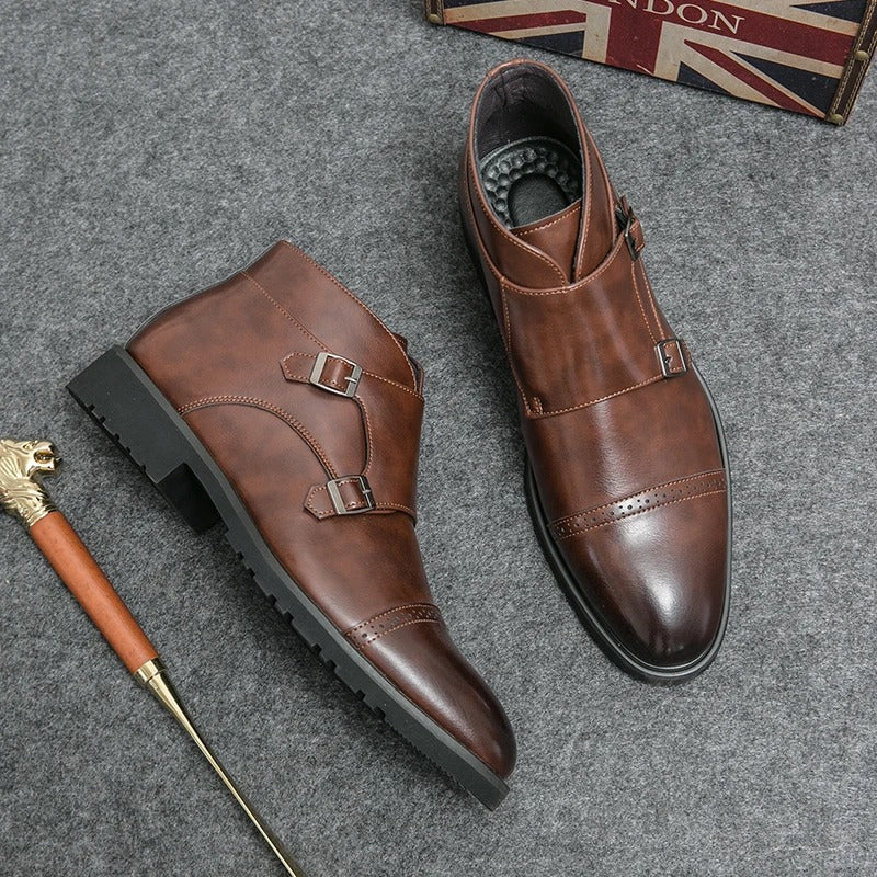 Darell | Elegante Doppelmonk-Stiefel mit Leder-Riemen