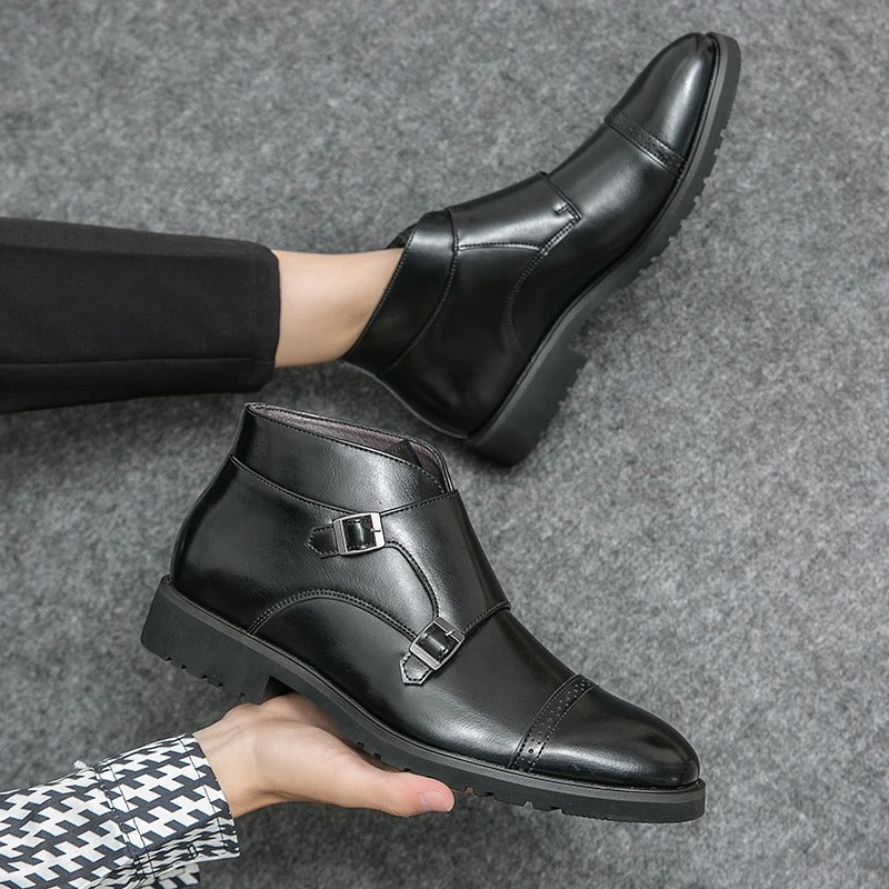 Darell | Elegante Doppelmonk-Stiefel mit Leder-Riemen
