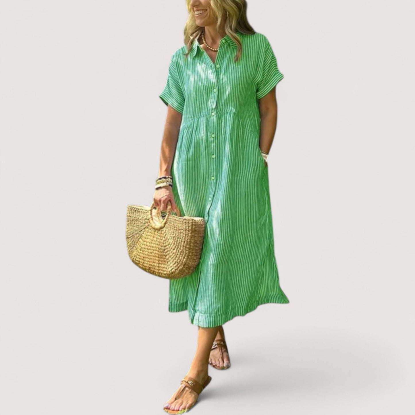 Rea™ | Gestreiftes Hemdblusenkleid für Damen