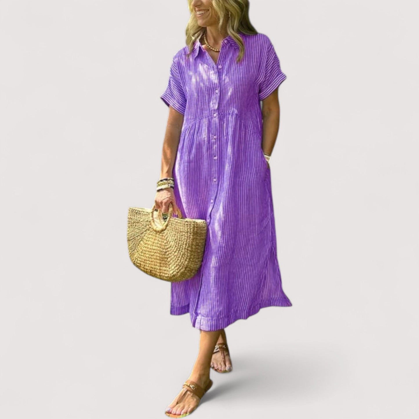 Rea™ | Gestreiftes Hemdblusenkleid für Damen