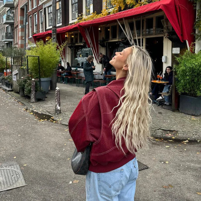 Bruna | Oversized Leder Bomberjacke