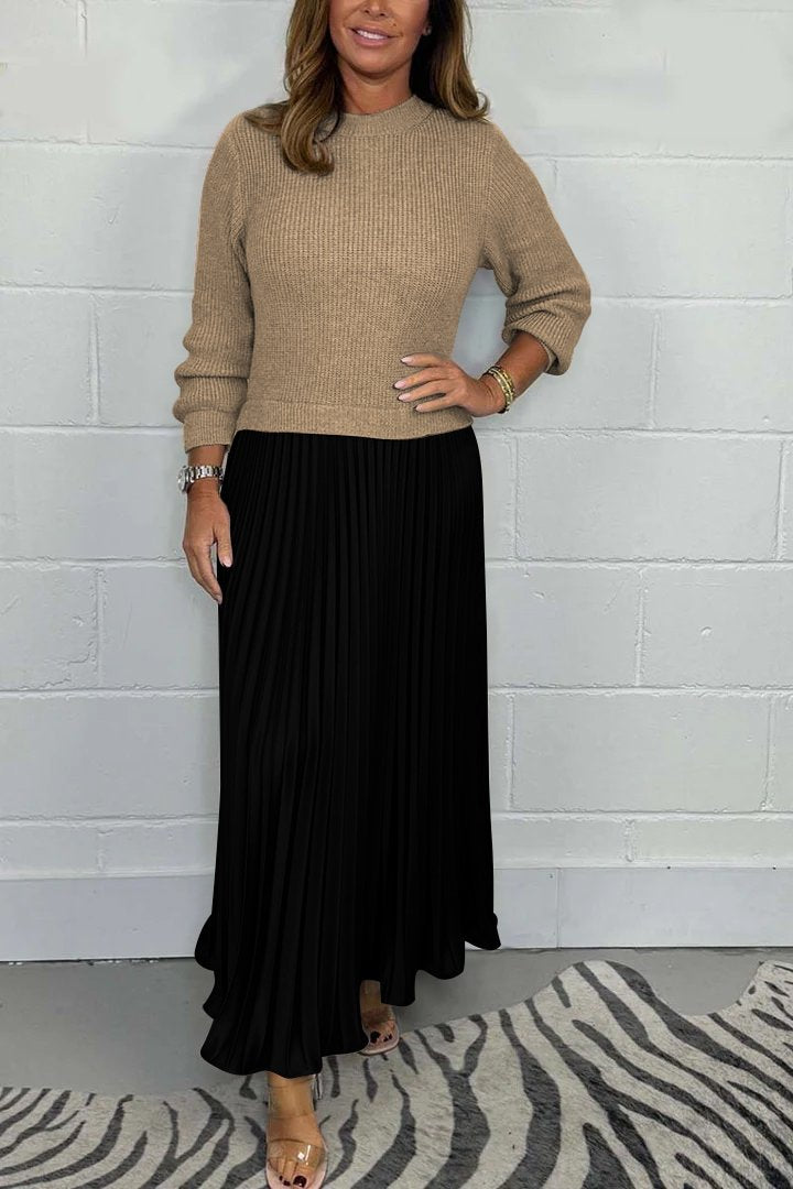 Emilia | Lange Strickjacke mit Faltenrock-Design