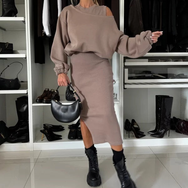 Sandra | Damen Zweiteiliges Set: Ärmelloses Kleid und Top