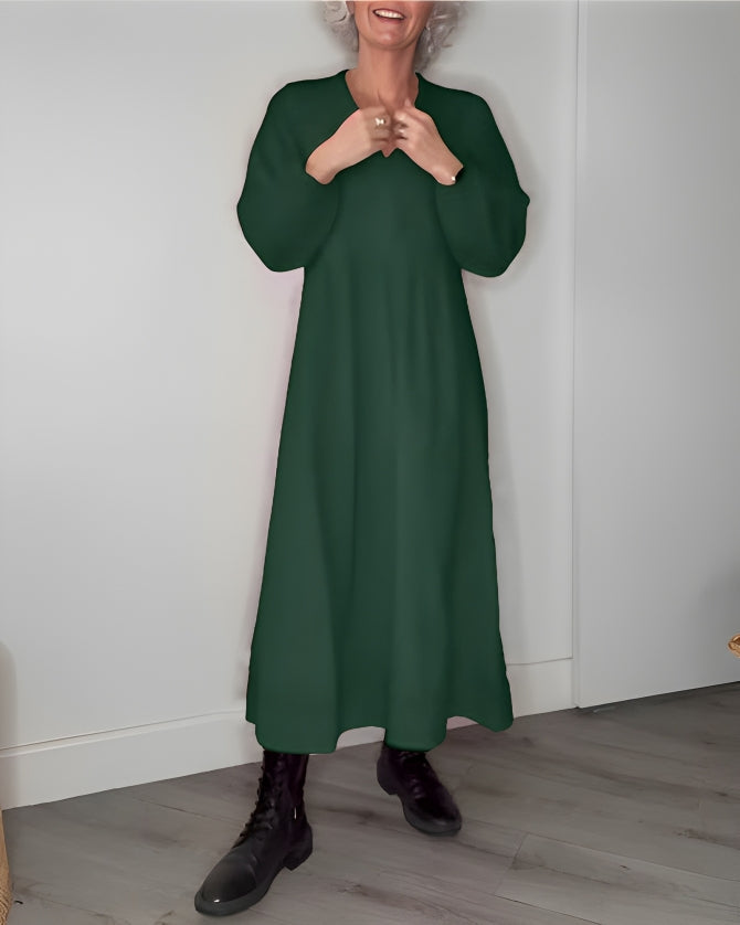 Amanda | Langes, figurbetontes Kleid mit V-Ausschnitt