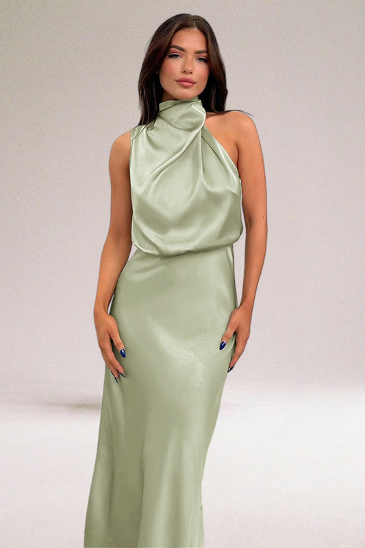 Flavia | Elegantes Satin-Kleid mit Halter-Design