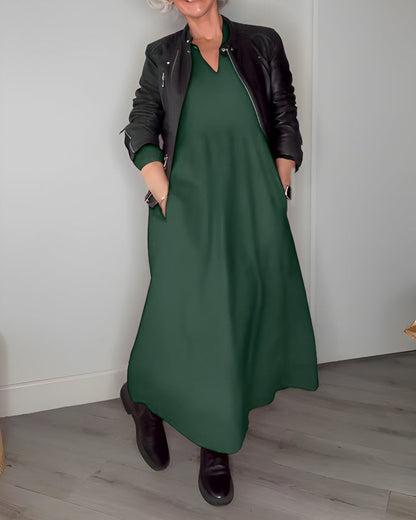 Amanda | Langes, figurbetontes Kleid mit V-Ausschnitt