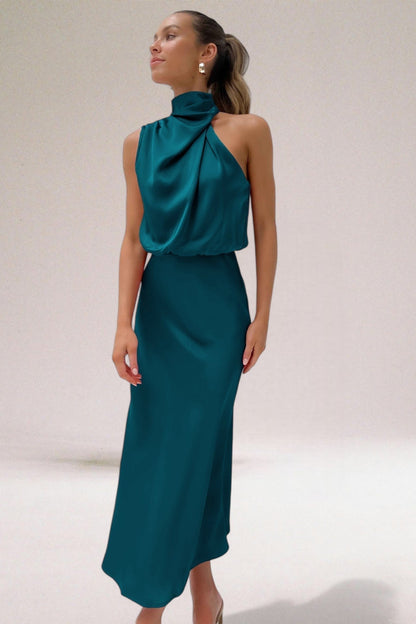 Flavia | Elegantes Satin-Kleid mit Halter-Design