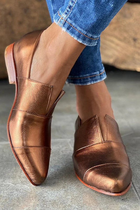 V Nut Spitz Gold Slip-On Loafer