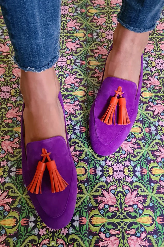 Matte Wildlederimitat Retro-Loafer mit Quastenakzenten