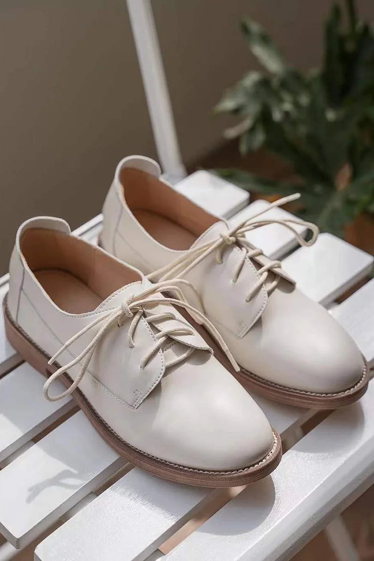 Bequeme einfarbige Patchwork-Schnürschuhe mit runder Zehenform