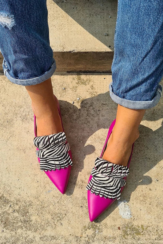 Zebramuster Slip-On-Flats mit Fransen