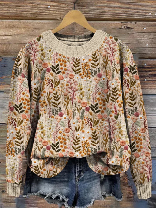Noa | Bequemer Pullover mit floralem Design