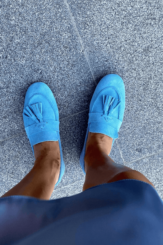 Magenta Wildleder Quasten-Loafer mit dekorativen Fransen